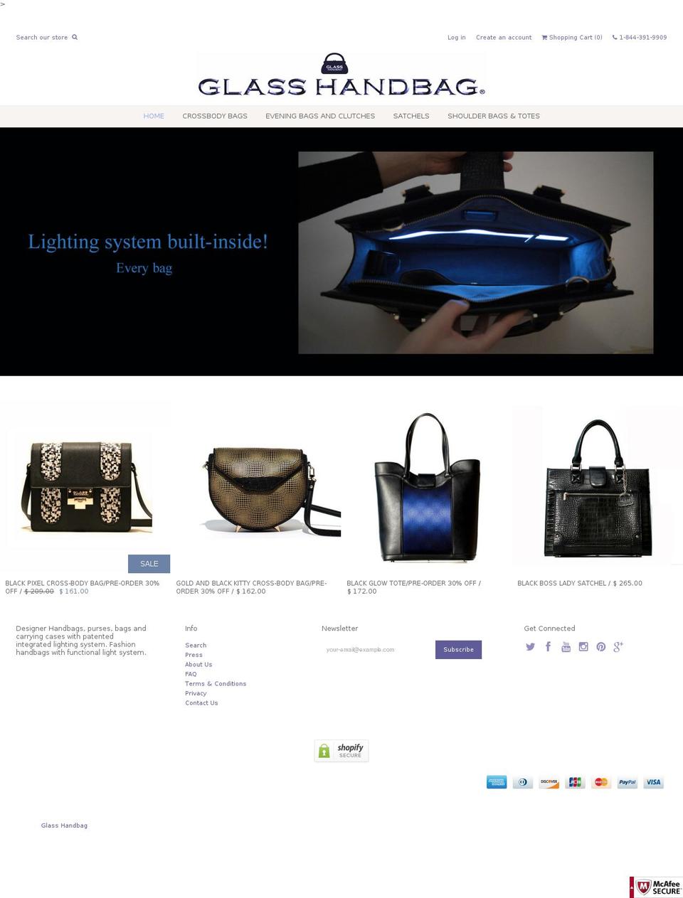 glass-handbag.com shopify website screenshot