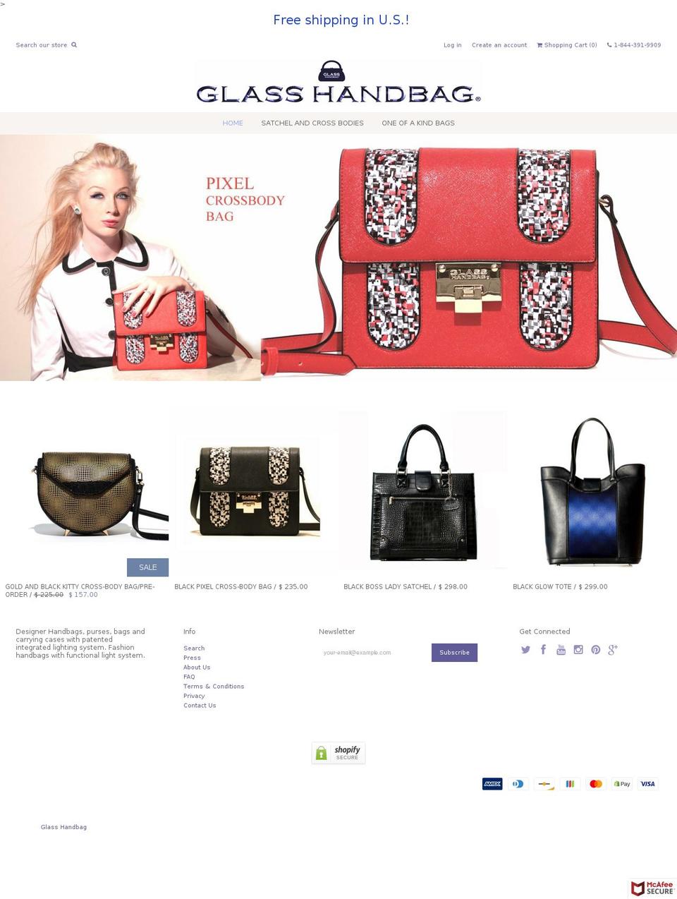glass-handbag.myshopify.com shopify website screenshot
