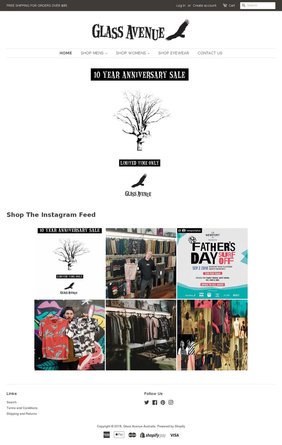 glassavenue.com.au shopify website screenshot