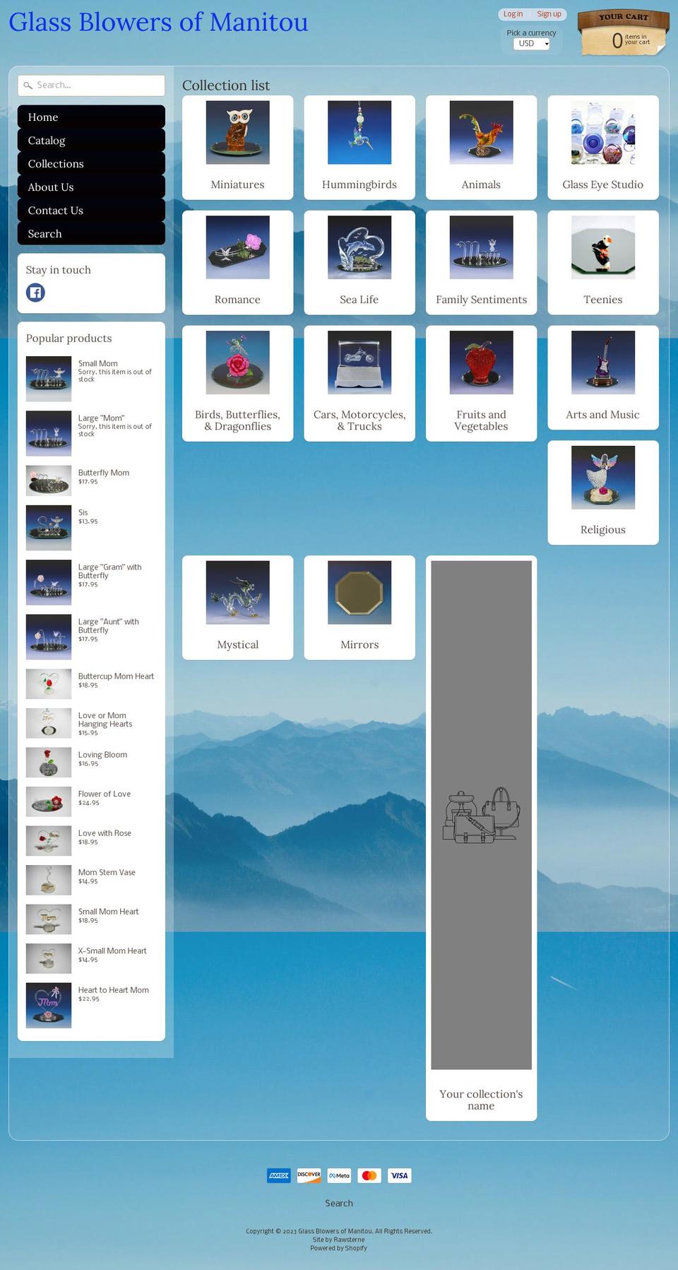glassblowersofmanitou.com — Shopify storefront screenshot