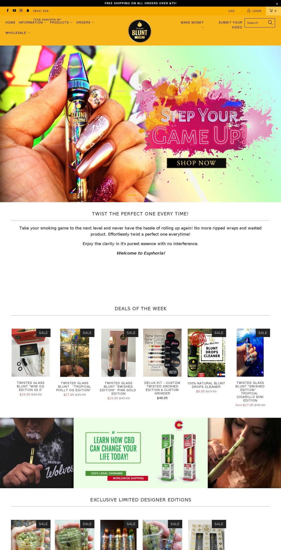 glassbluntstore.myshopify.com shopify website screenshot