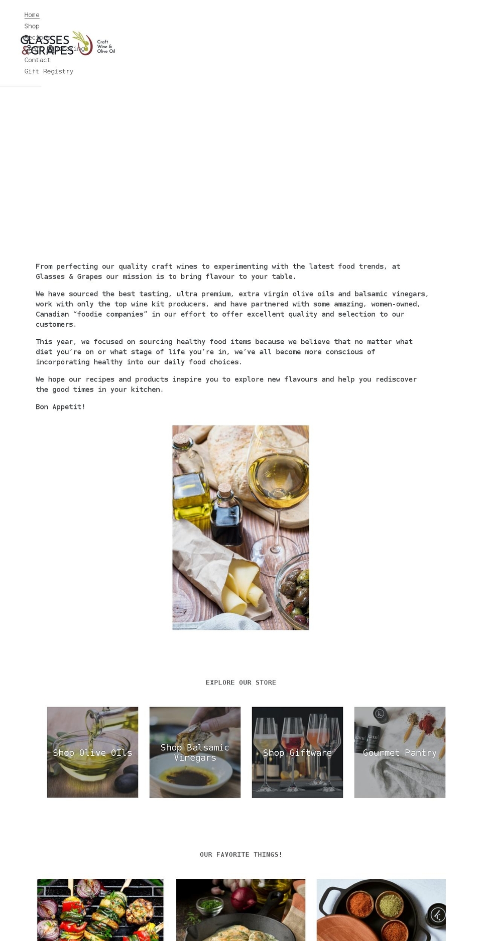 glassesandgrapes.com shopify website screenshot