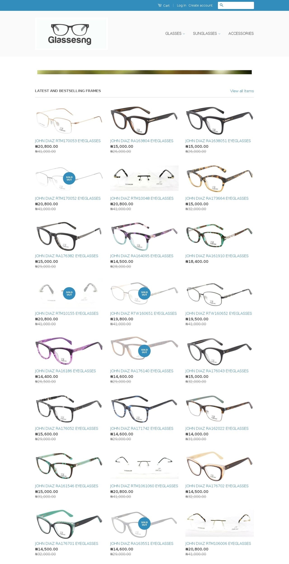 glassesng.com shopify website screenshot