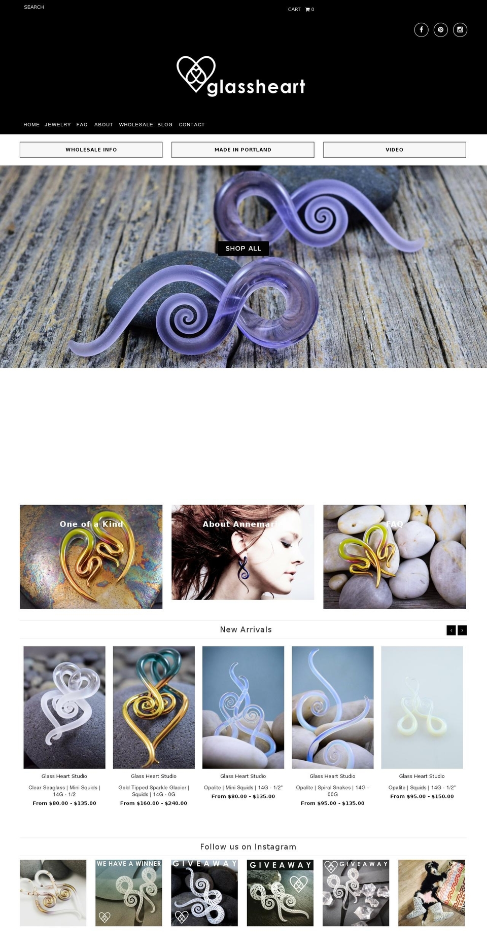 Gecko .. official Shopify theme site example glassheartstudio.com