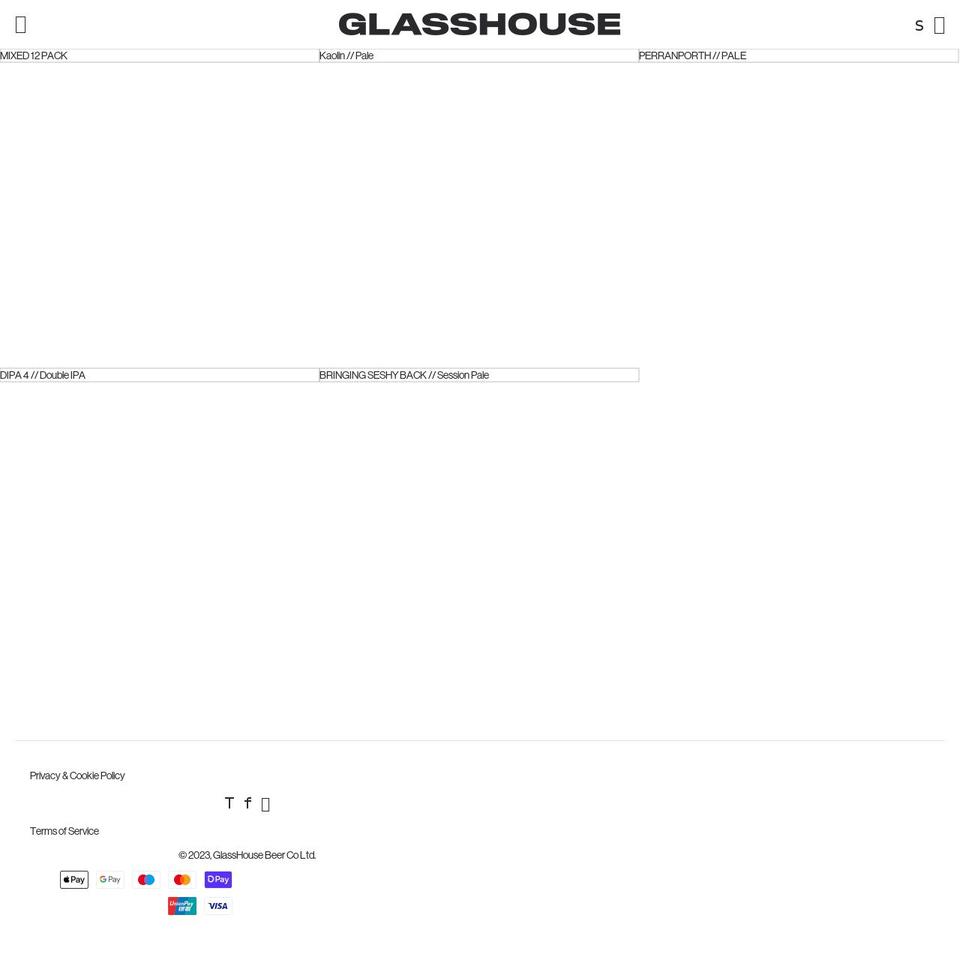 glasshousebeer.co.uk shopify website screenshot