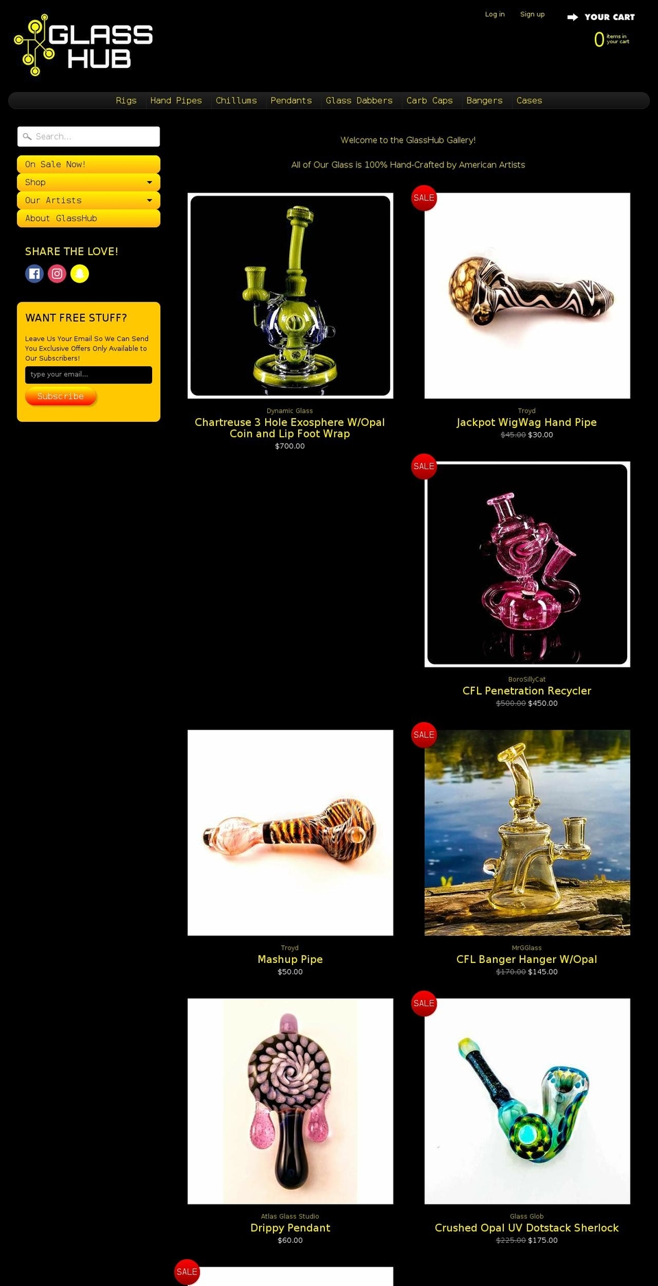 glasshub.net shopify website screenshot