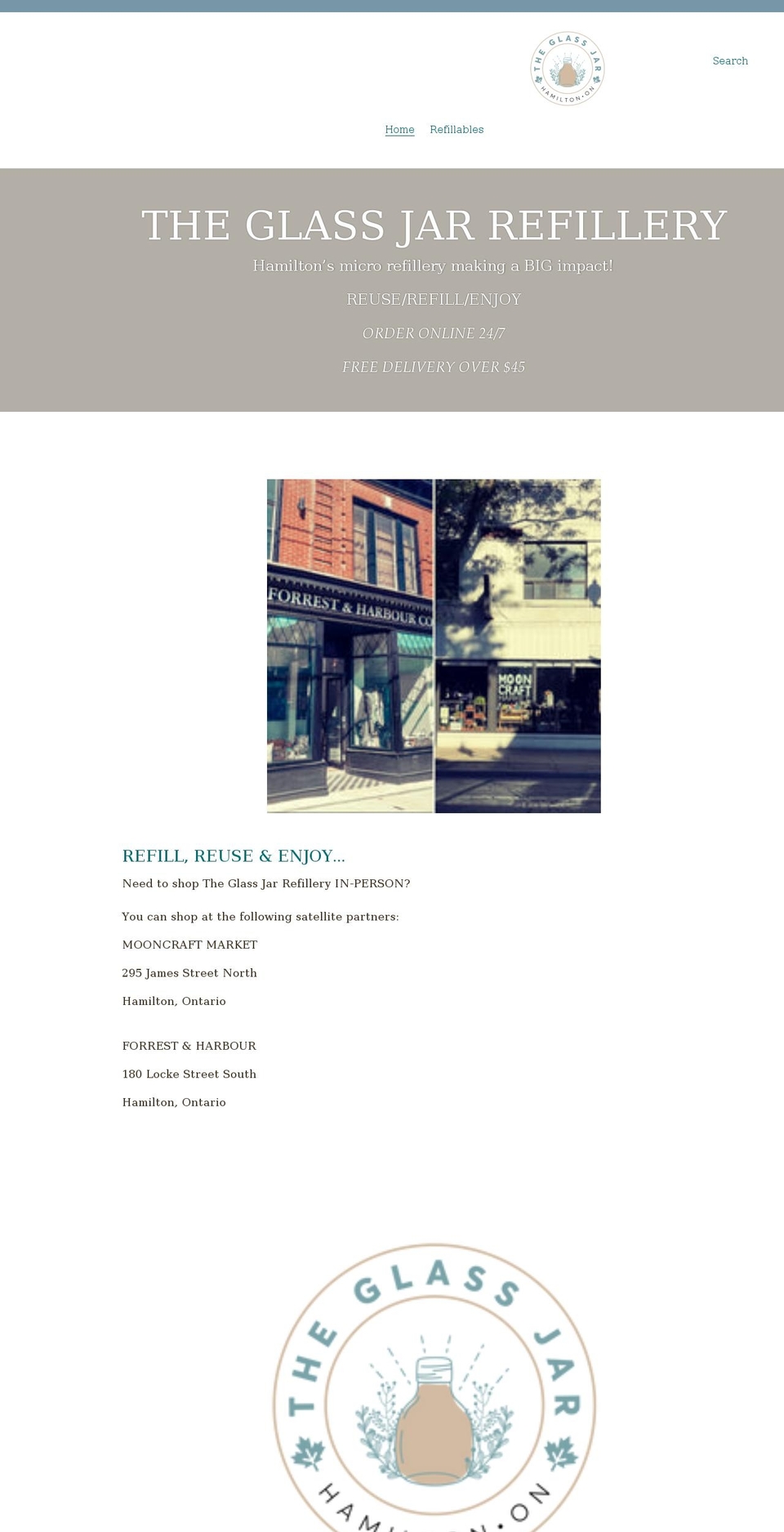 glassjarrefillery.ca shopify website screenshot