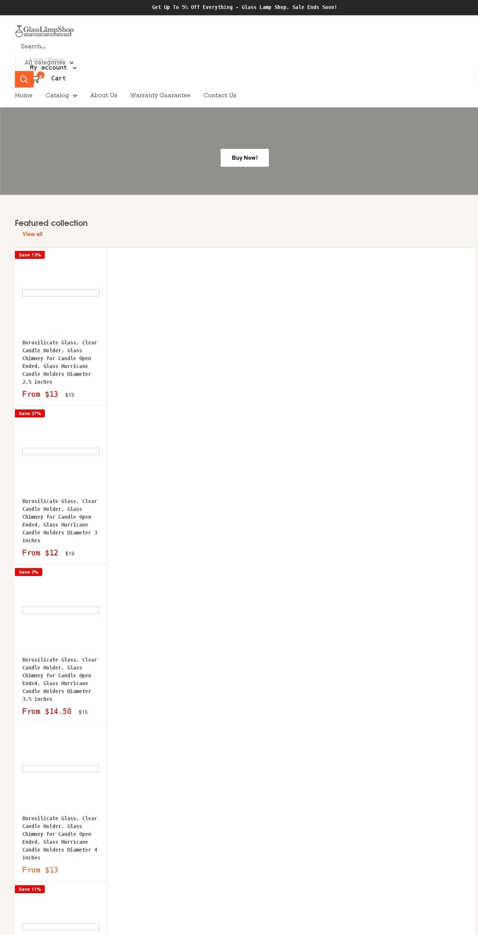 glasslampshop.com shopify website screenshot