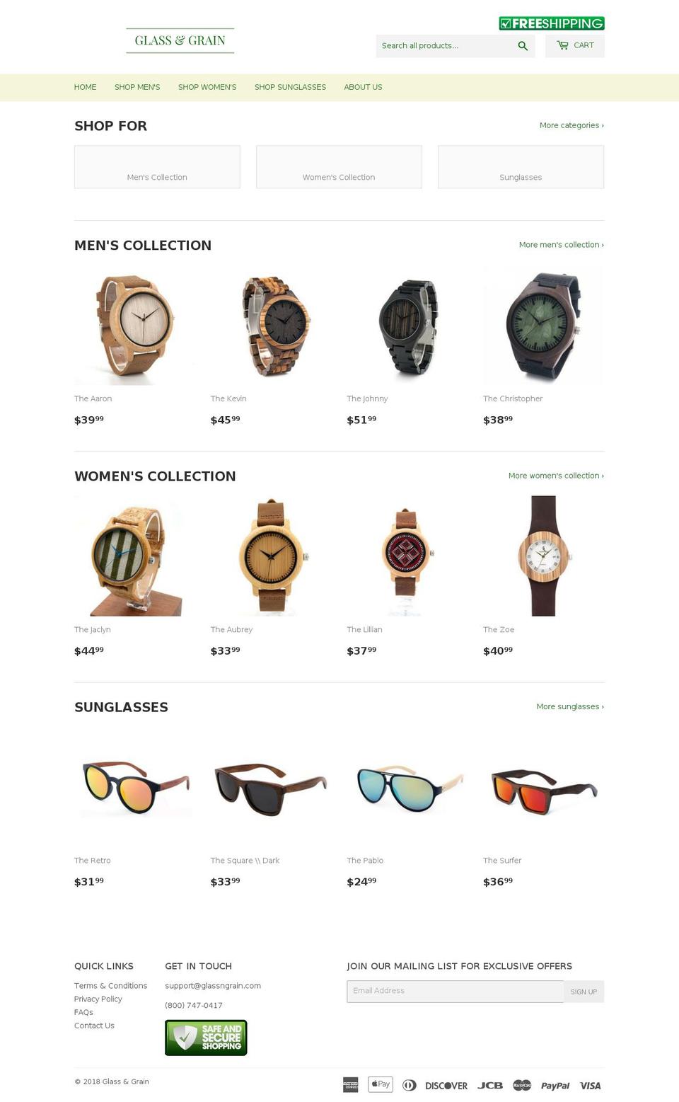 glassngrain.com — Shopify storefront screenshot