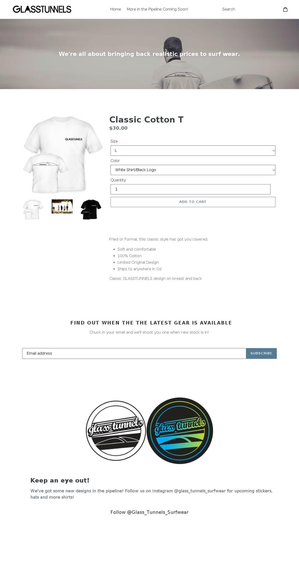 glasstunnels.com shopify website screenshot