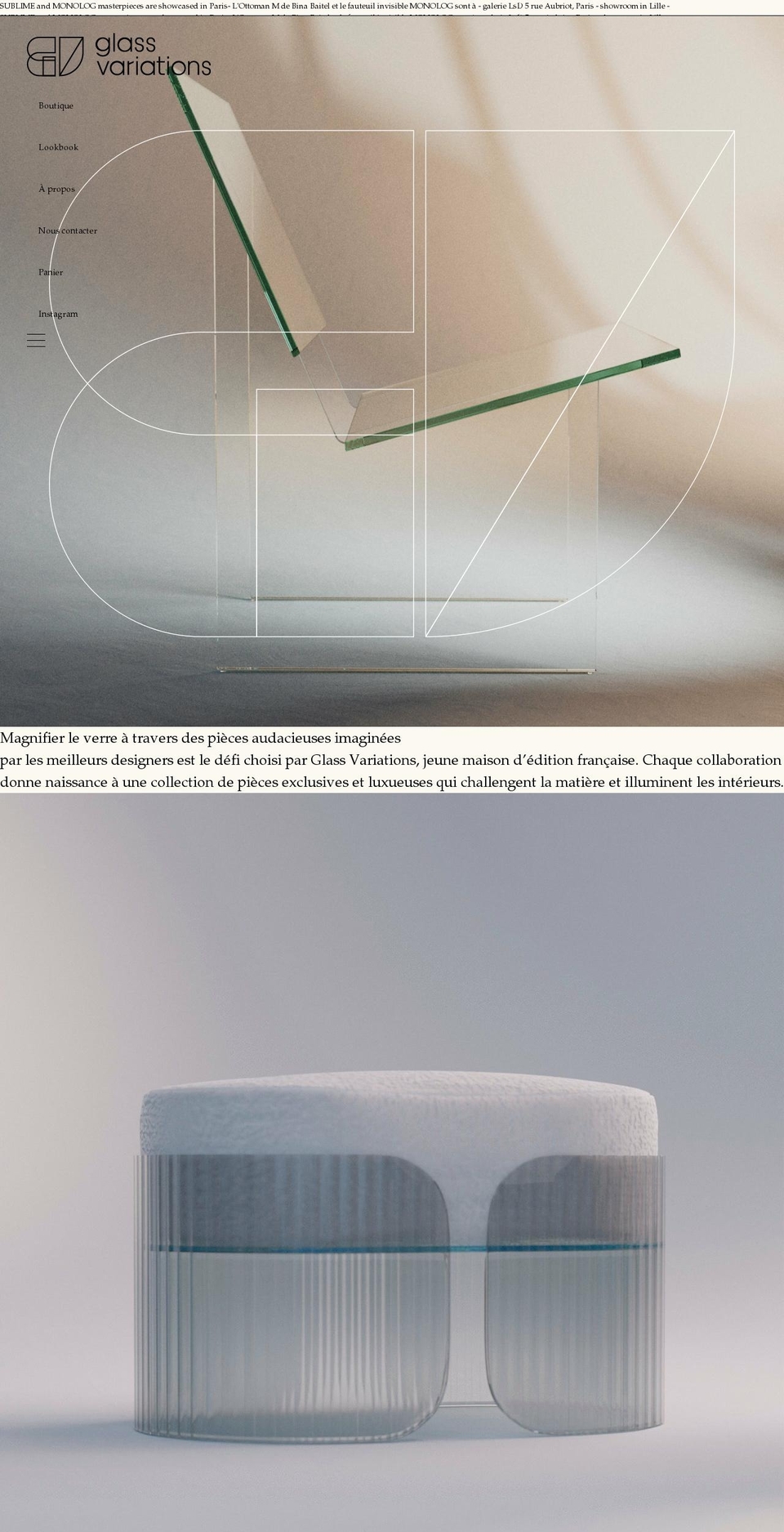 glassvariations.com shopify website screenshot