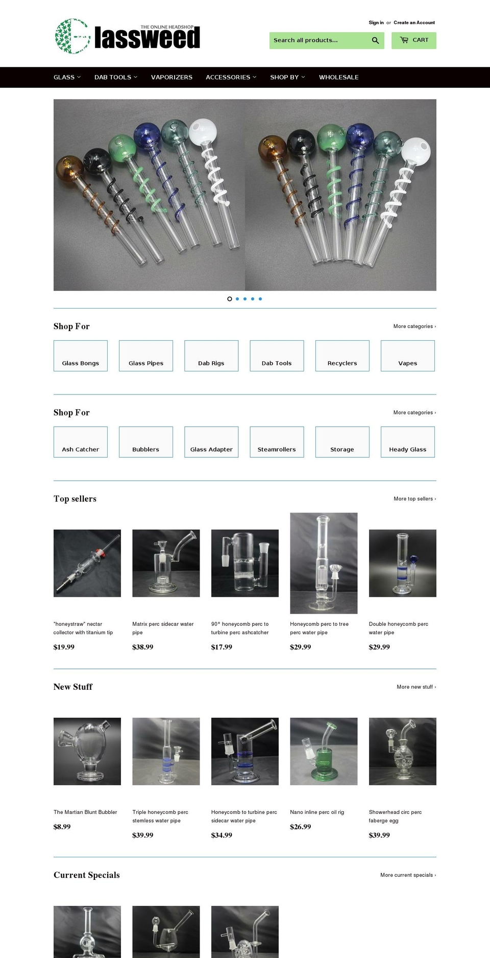 glassweed.com — Shopify storefront screenshot