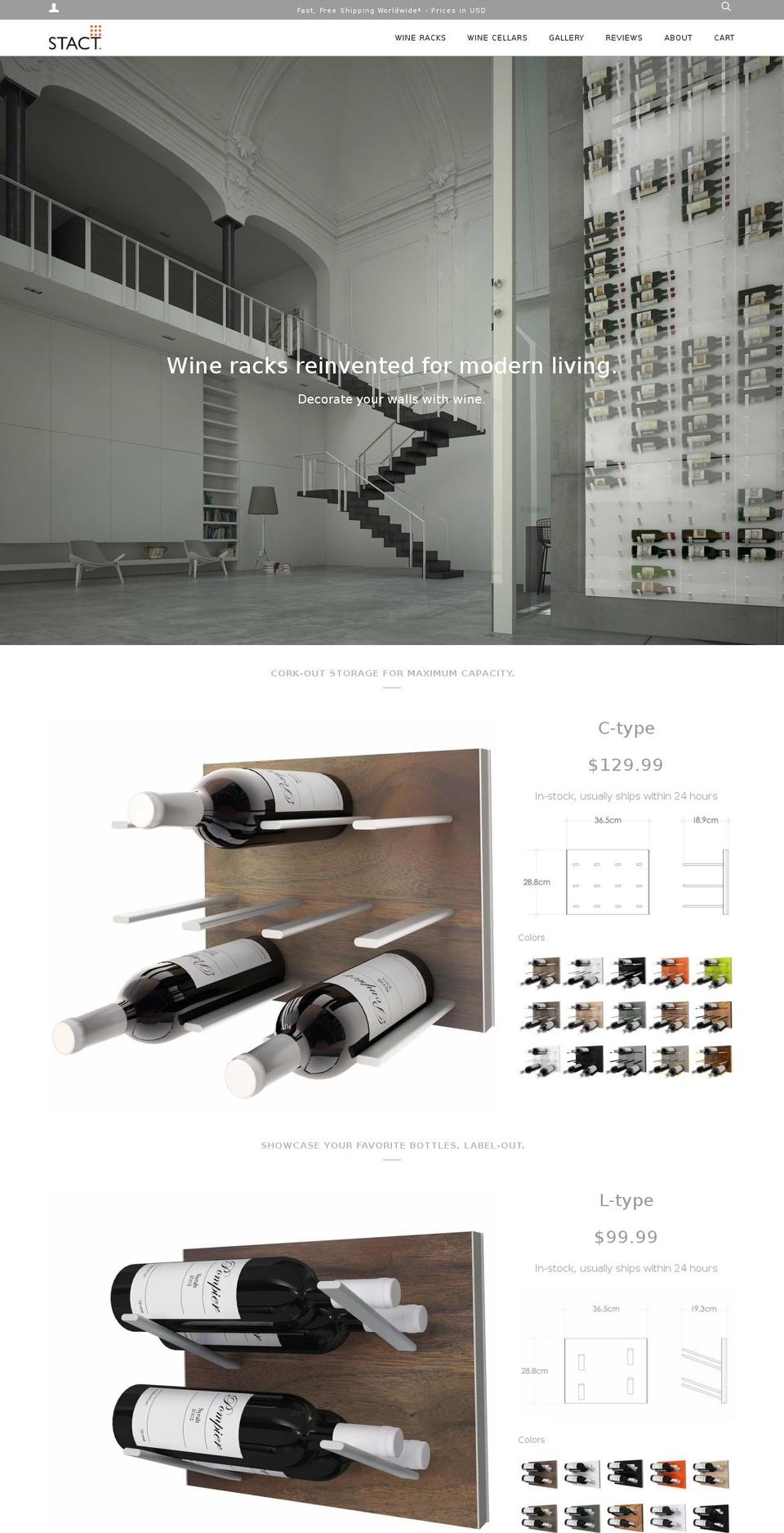 glasswinecellars.com — Shopify storefront screenshot