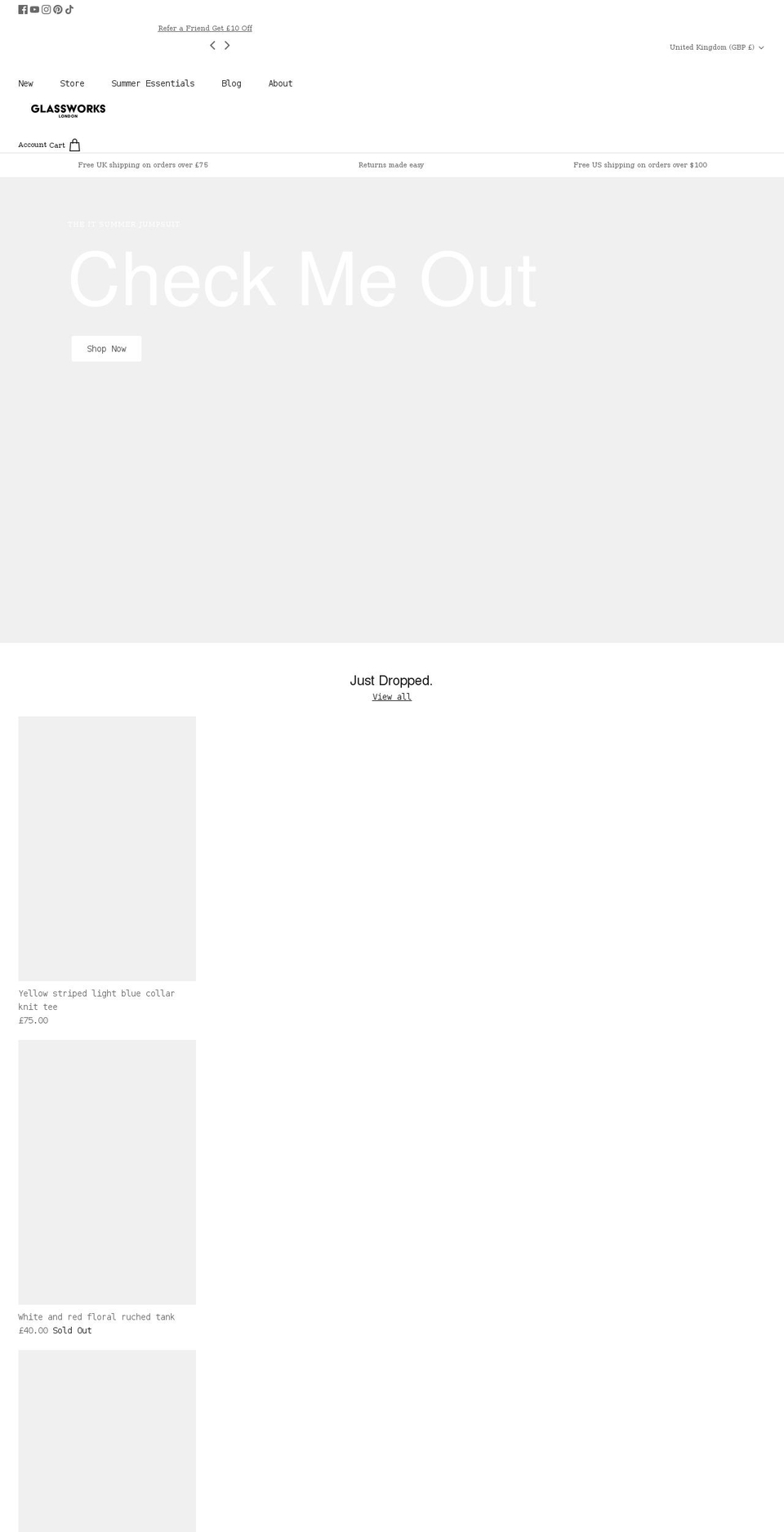 glassworkslondon.com shopify website screenshot