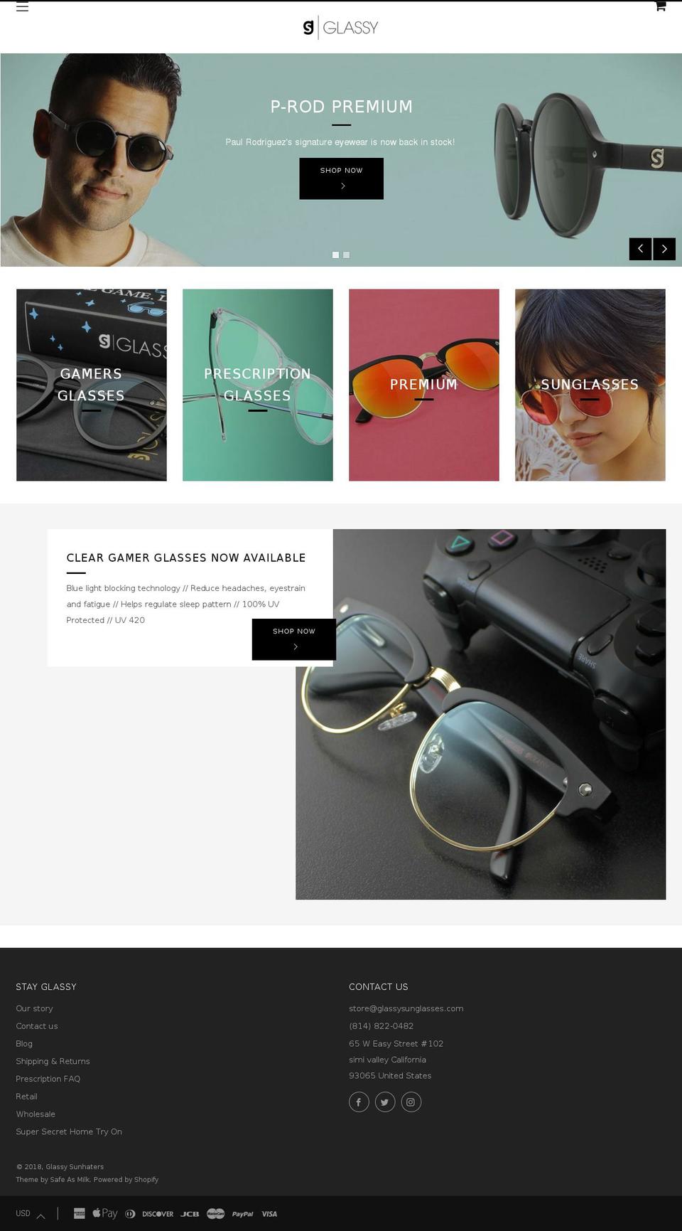 glassygaming.com — Shopify storefront screenshot