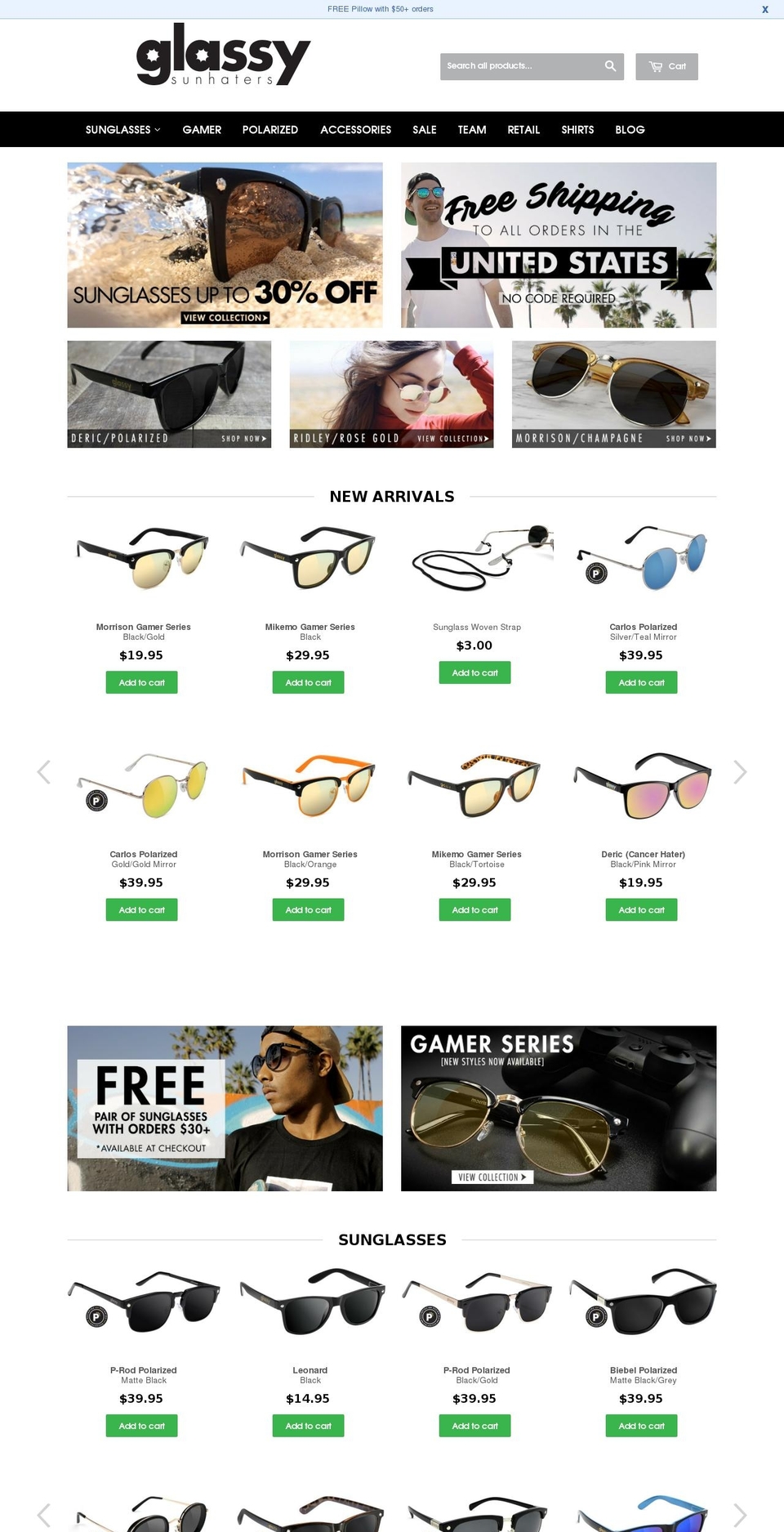 glassysunhaters.com shopify website screenshot
