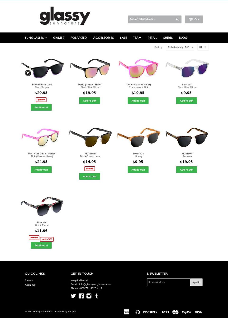 glassysunlovers.com shopify website screenshot