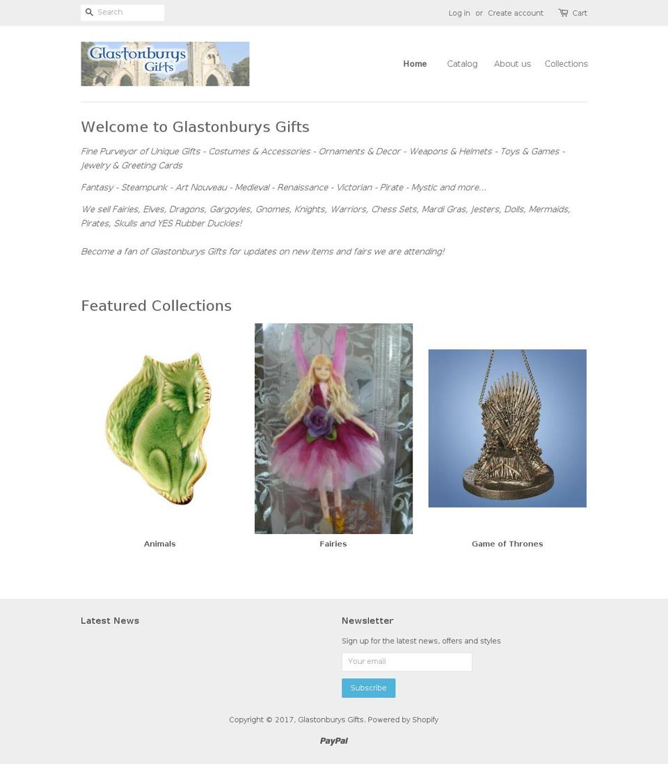 glastonburygifts.com shopify website screenshot