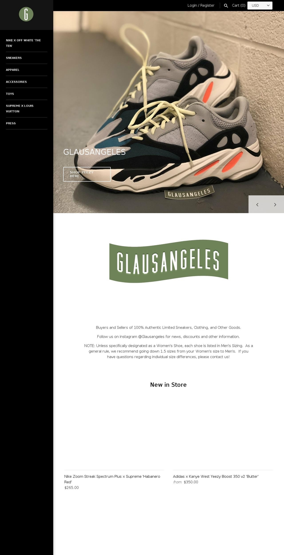 glausangeles.com — Shopify storefront screenshot