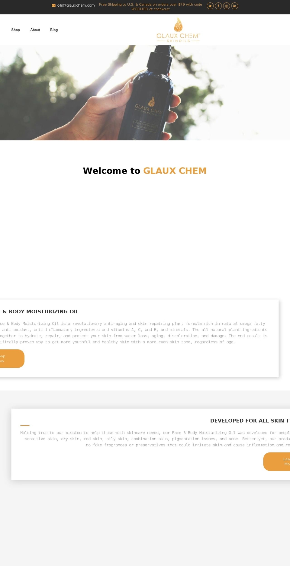 glauxchem.com — Shopify storefront screenshot