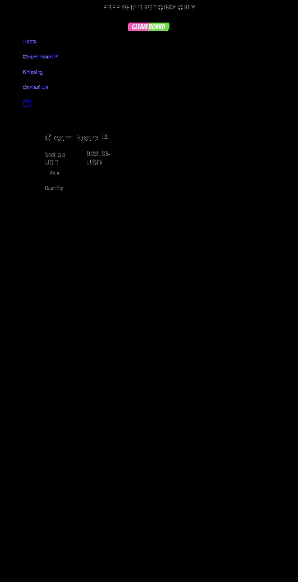 gleamboard.com shopify website screenshot