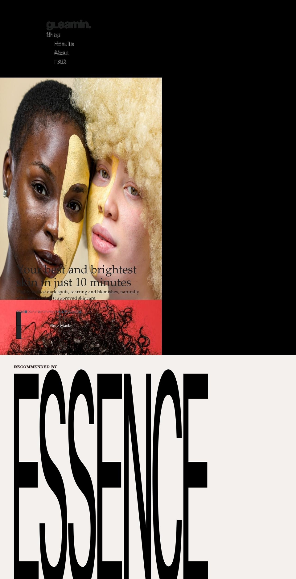 gleamin.com shopify website screenshot