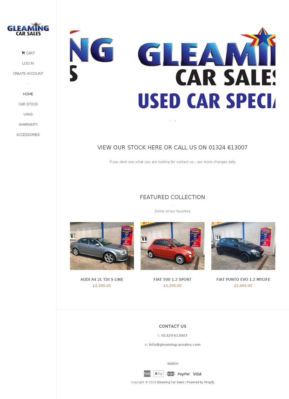 gleamingcarsales.com — Shopify storefront screenshot