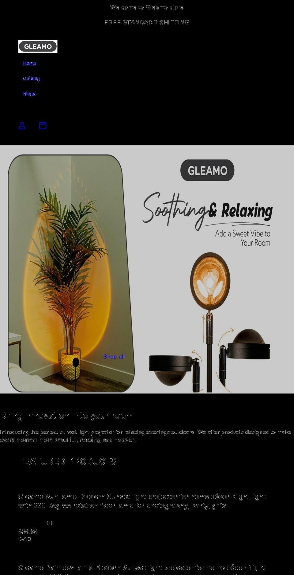 gleamo.ca shopify website screenshot