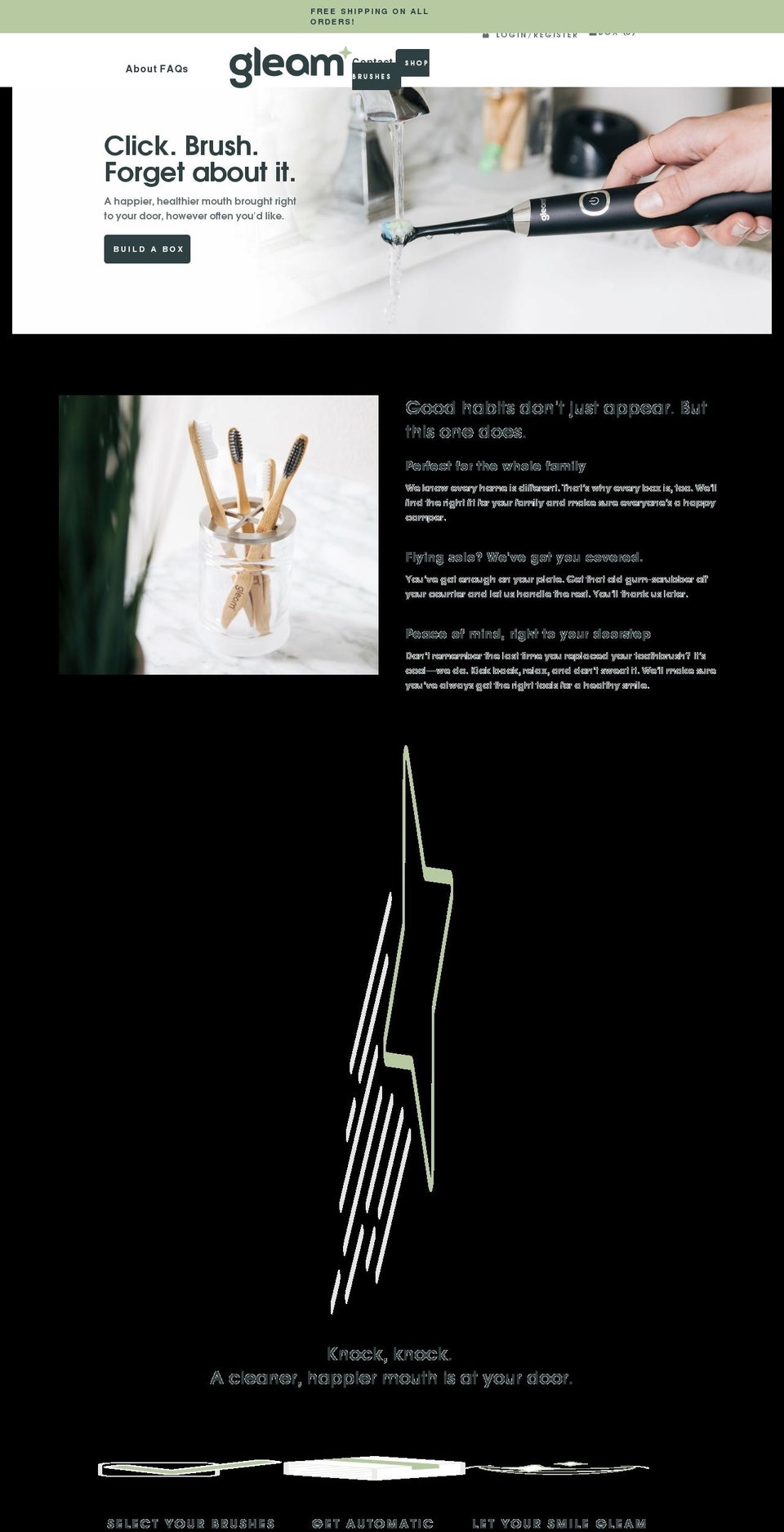 gleamtoothbrush.com shopify website screenshot