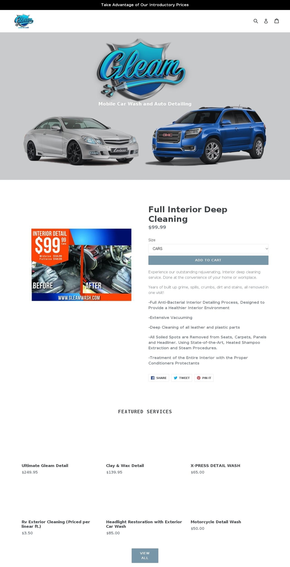 gleamwash.com shopify website screenshot