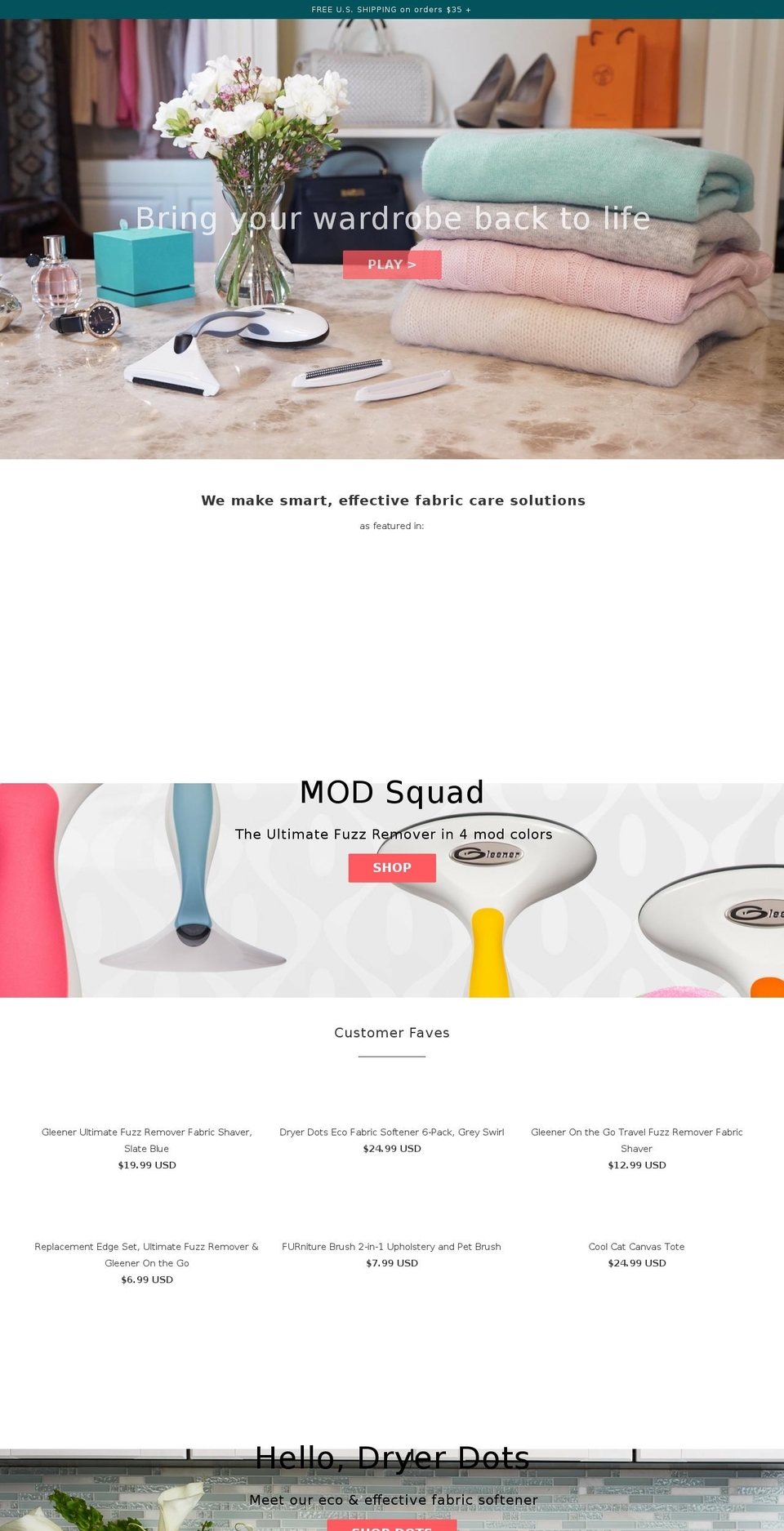 gleener.com shopify website screenshot