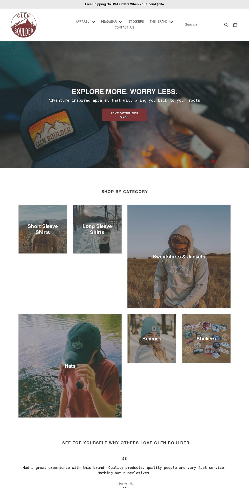 glenboulder.com shopify website screenshot