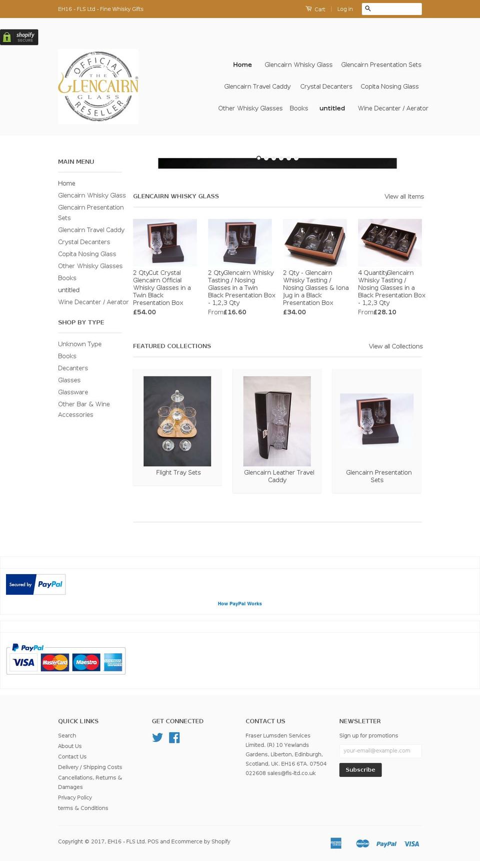 glencairnwhiskyglassonline.com shopify website screenshot