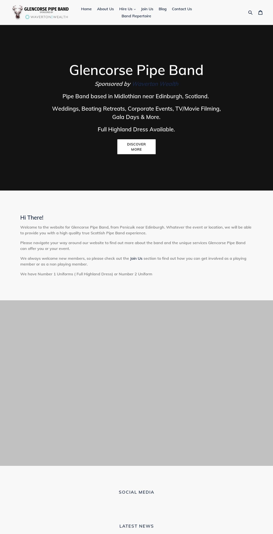 glencorsepipeband.co.uk shopify website screenshot