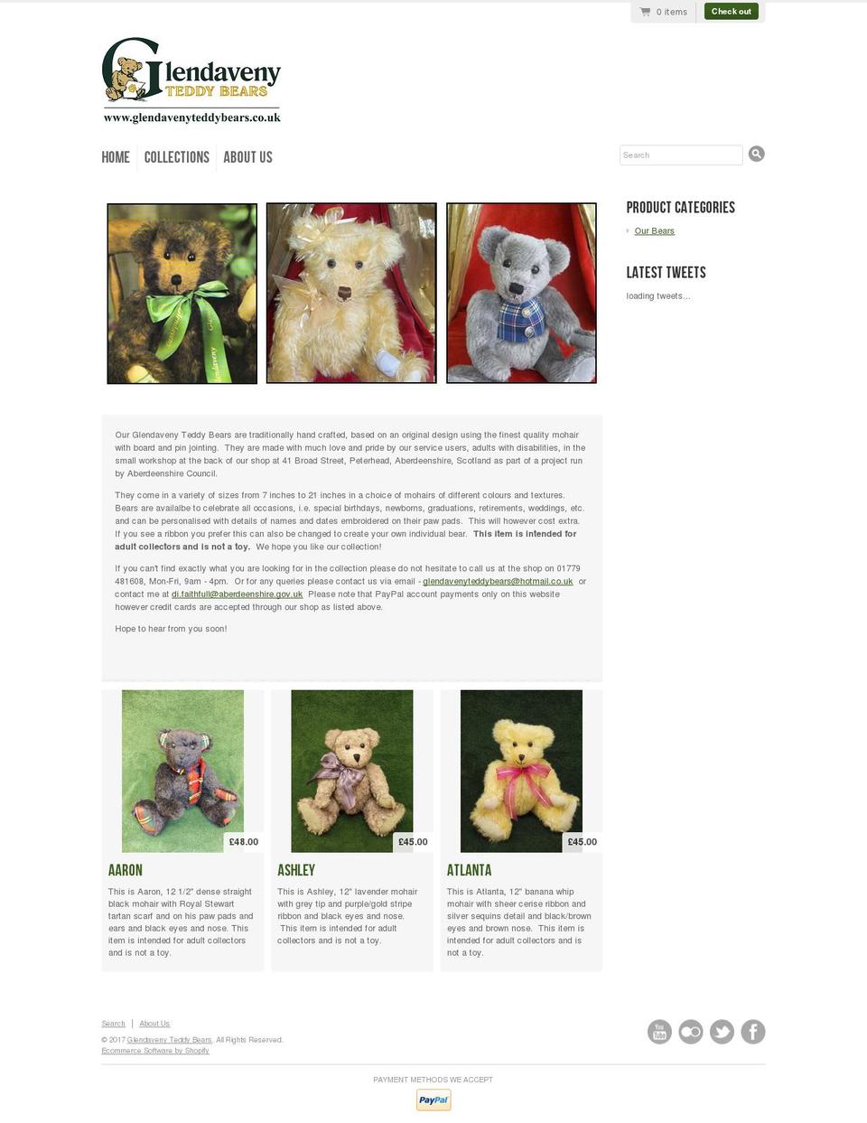 glendavenyteddybears.com shopify website screenshot