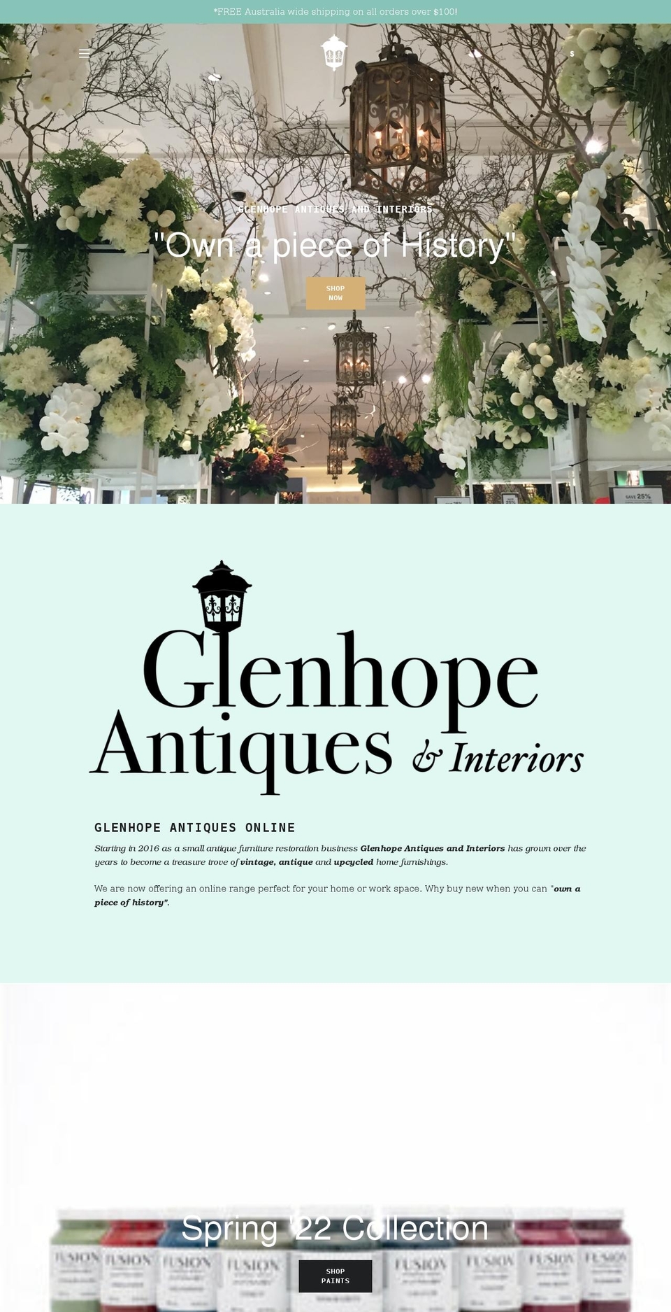 glenhope-antiques.myshopify.com shopify website screenshot