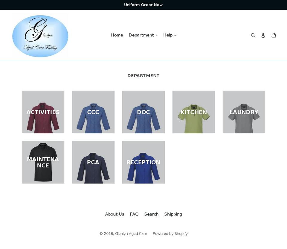 Saffron Shopify theme site example glenlynuniform.com