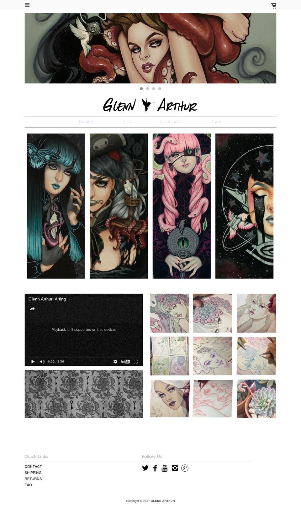 glennarthurart.com shopify website screenshot