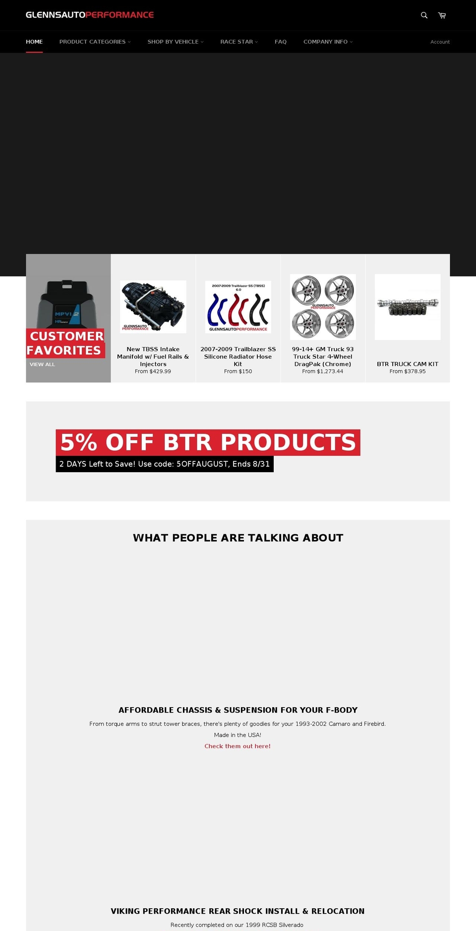 glennsautoperformance.com — Shopify storefront screenshot