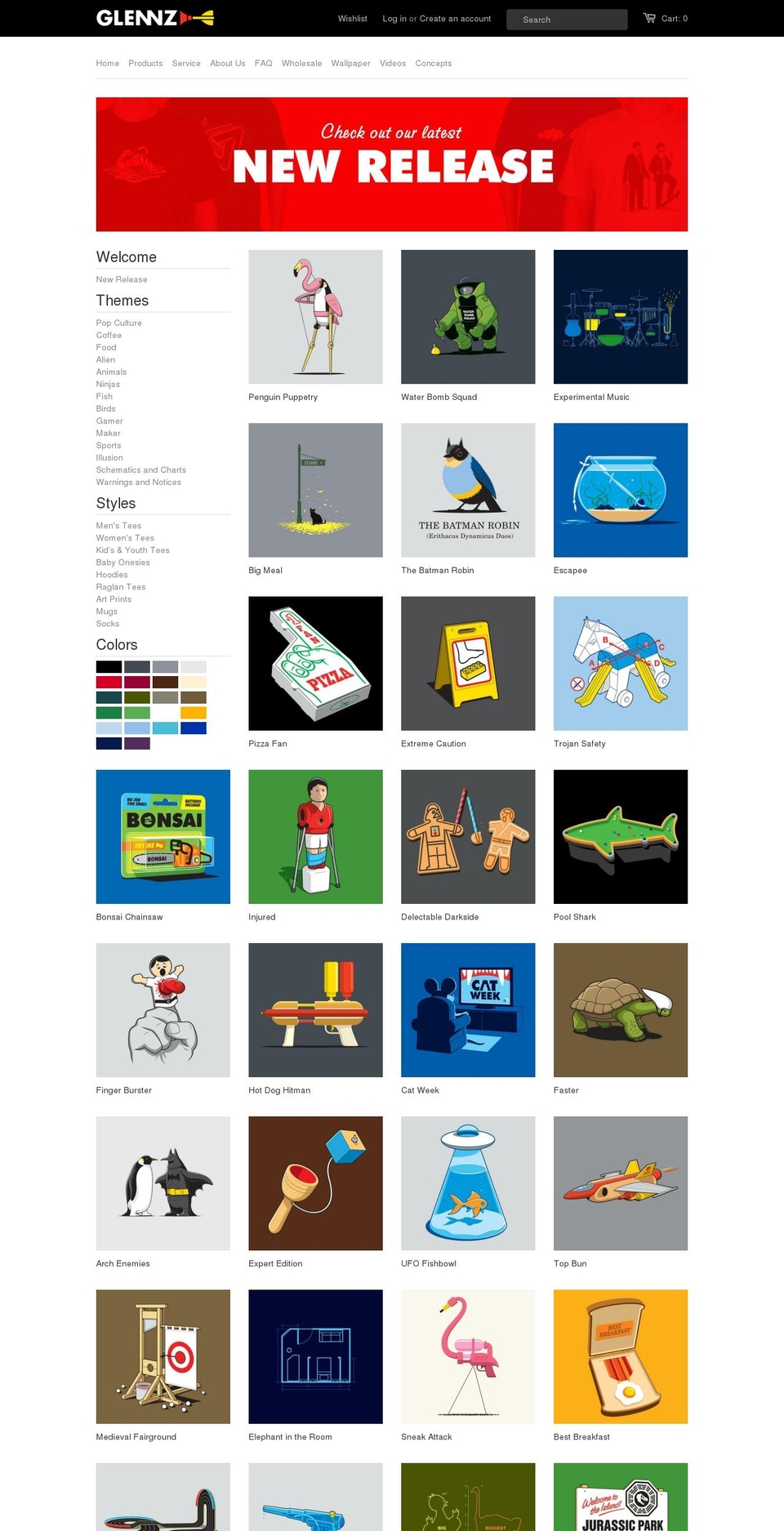 glennztees.com shopify website screenshot
