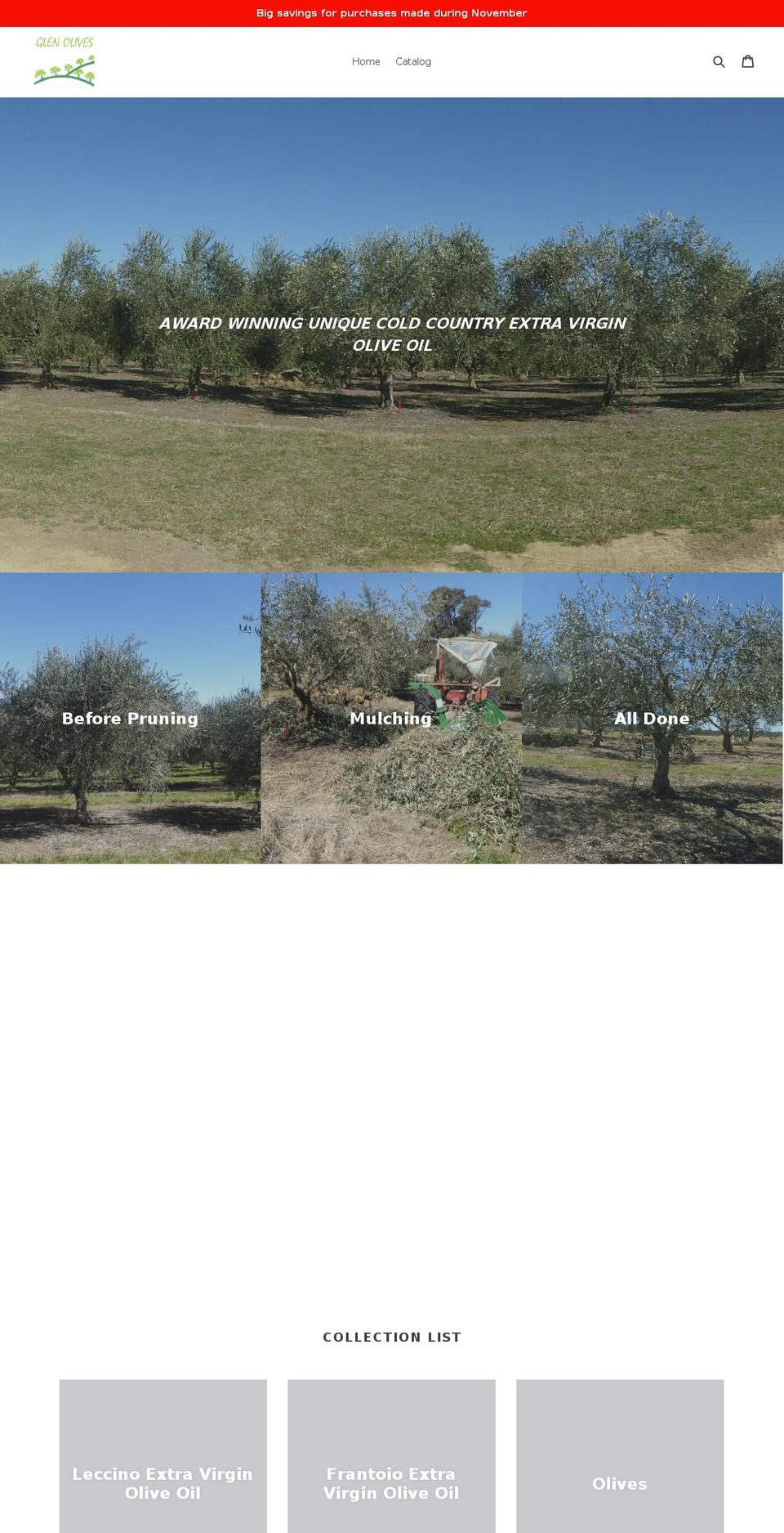glenolives.net shopify website screenshot