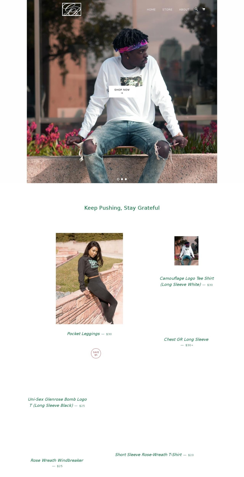 glenroseapparel.com — Shopify storefront screenshot
