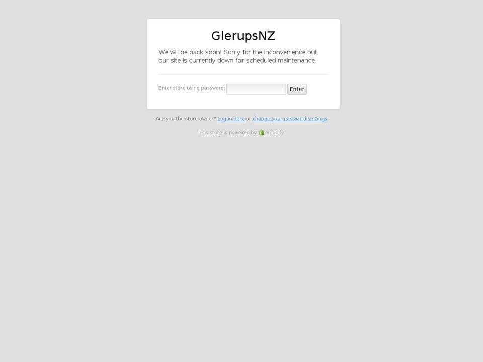 glerups.co.nz shopify website screenshot