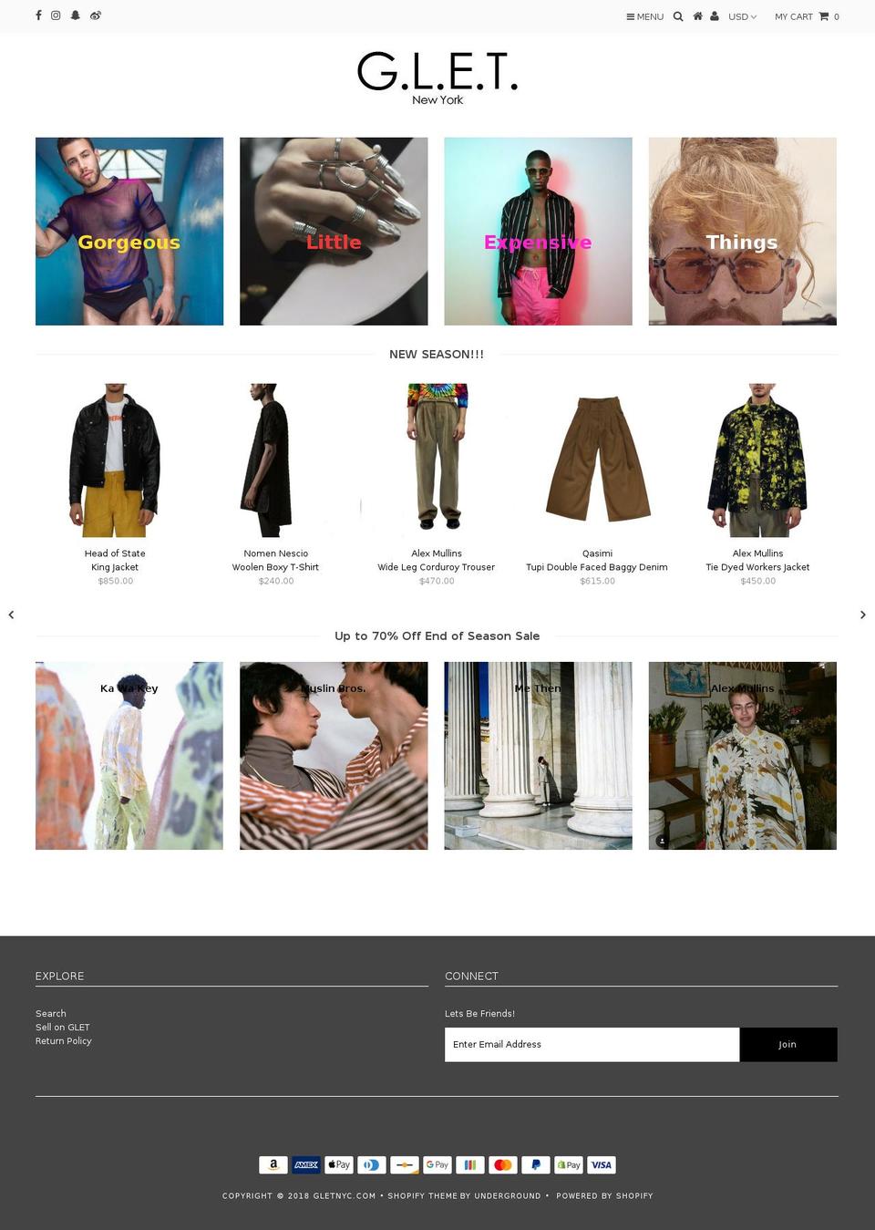 gletnyc.com — Shopify storefront screenshot