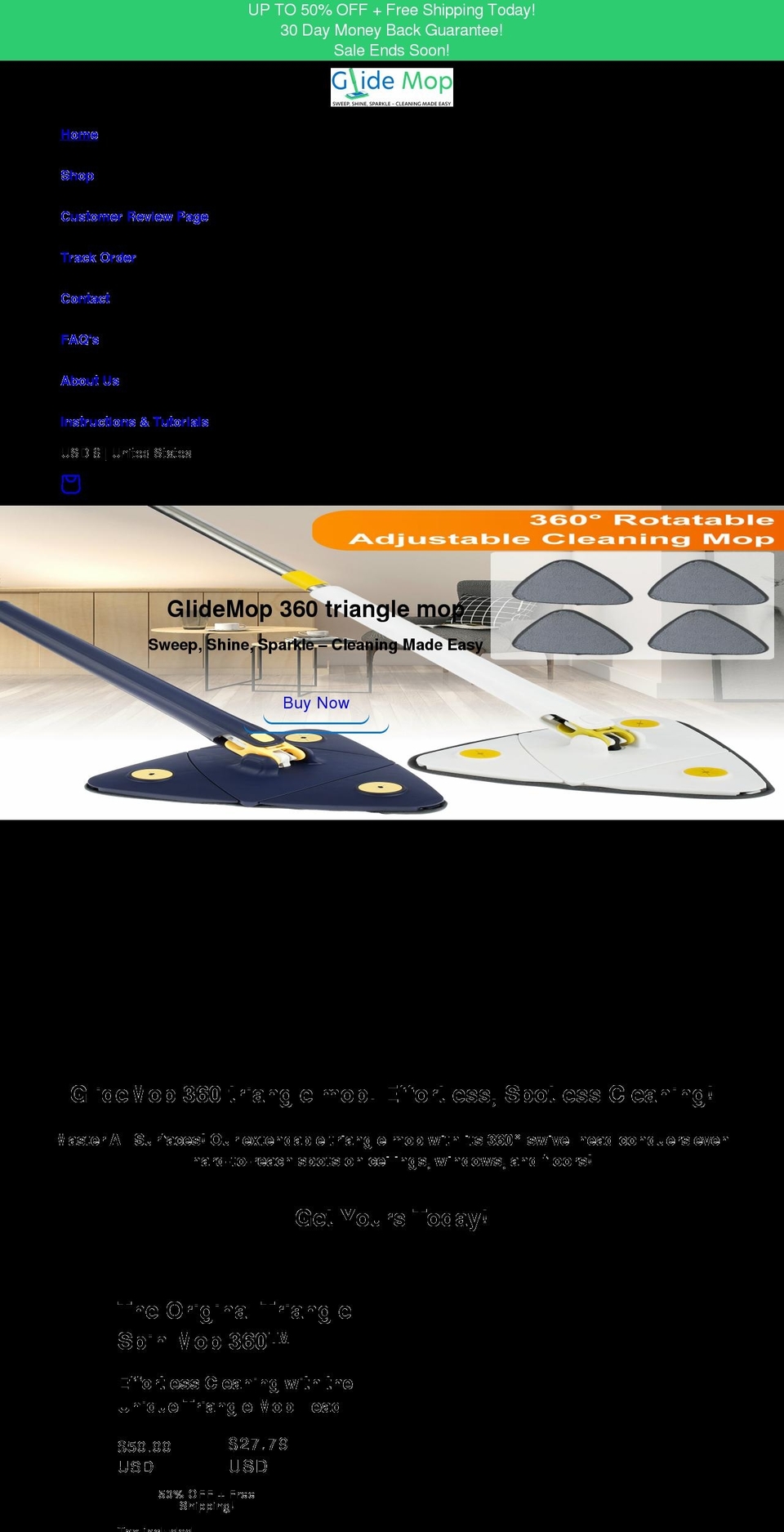 glidemop.com shopify website screenshot