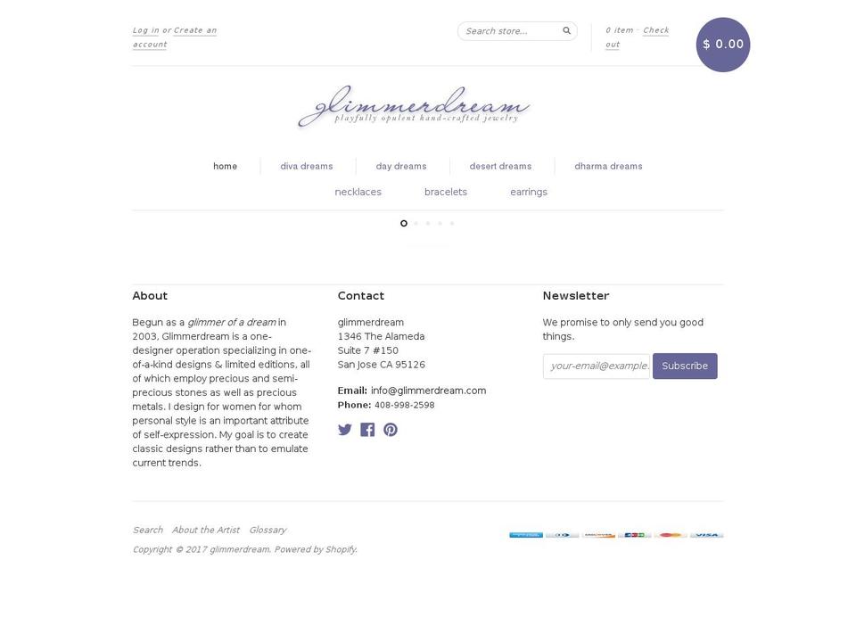 glimmerdream.com shopify website screenshot
