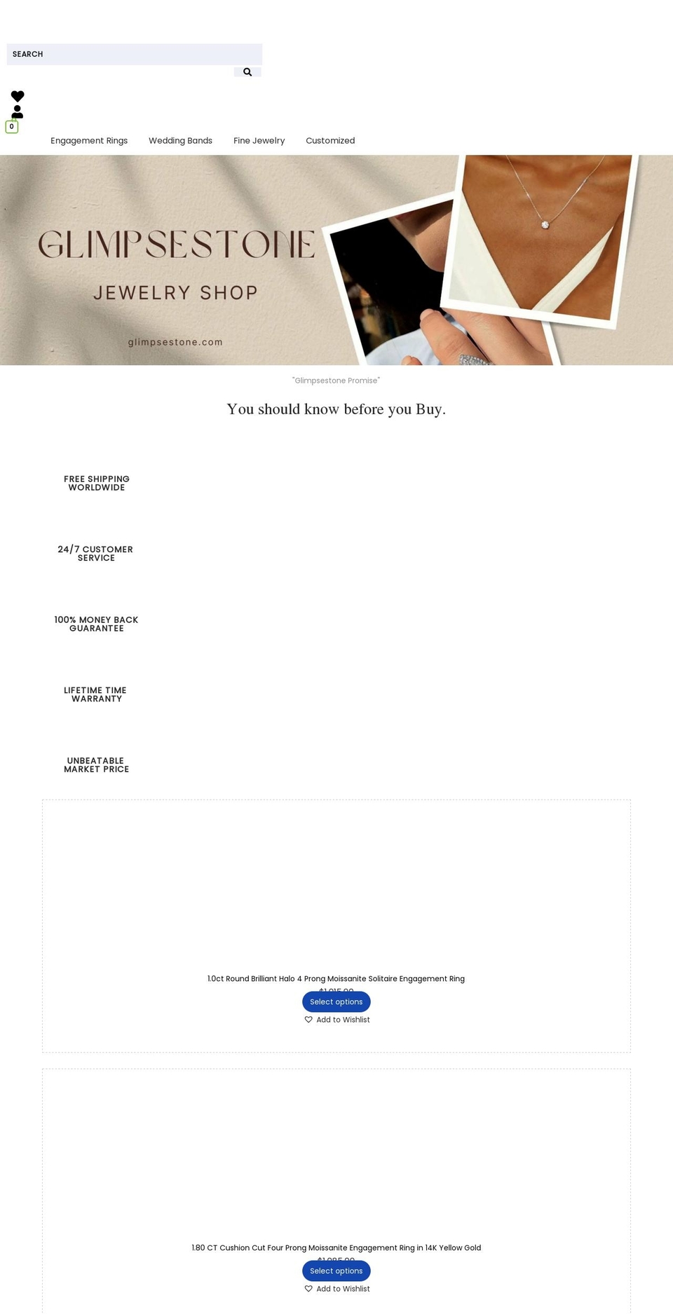 glimpsestone.com shopify website screenshot