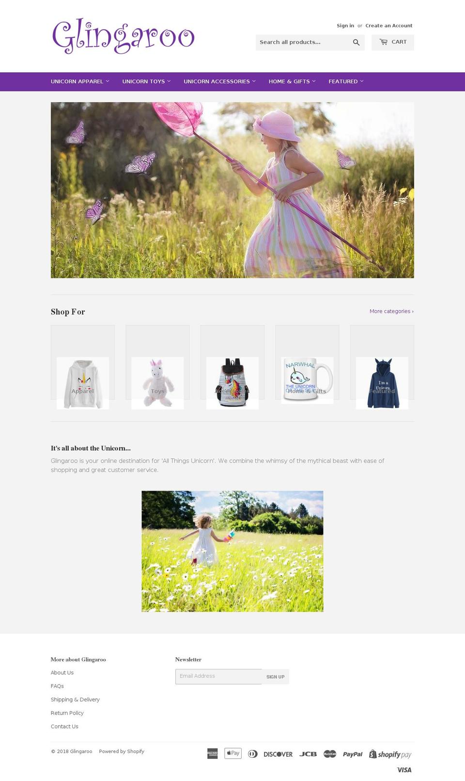 glingaroo.com — Shopify storefront screenshot