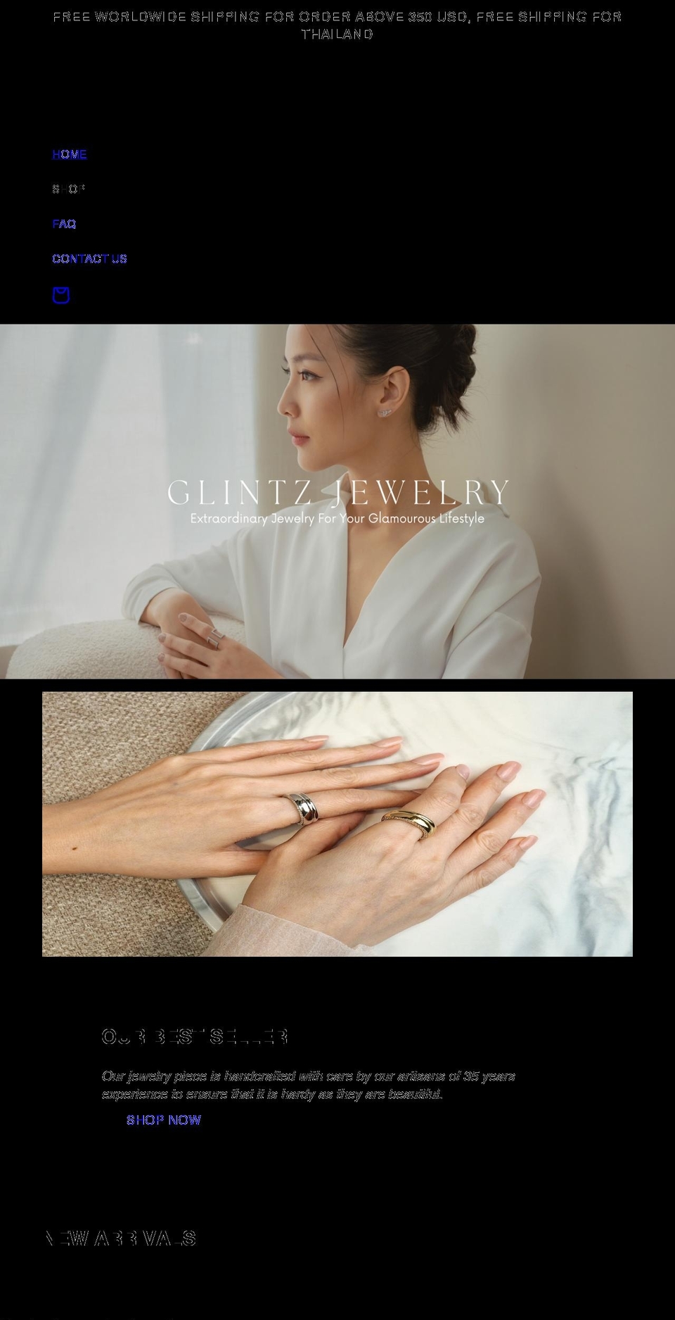 glintzjewelry.com shopify website screenshot