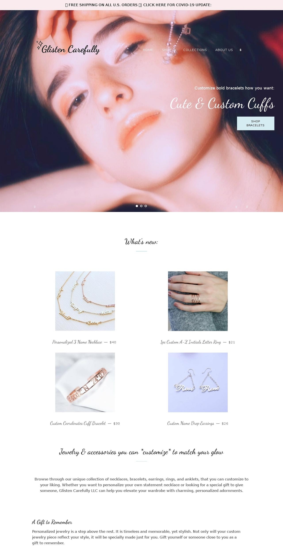 glistencarefully.com shopify website screenshot